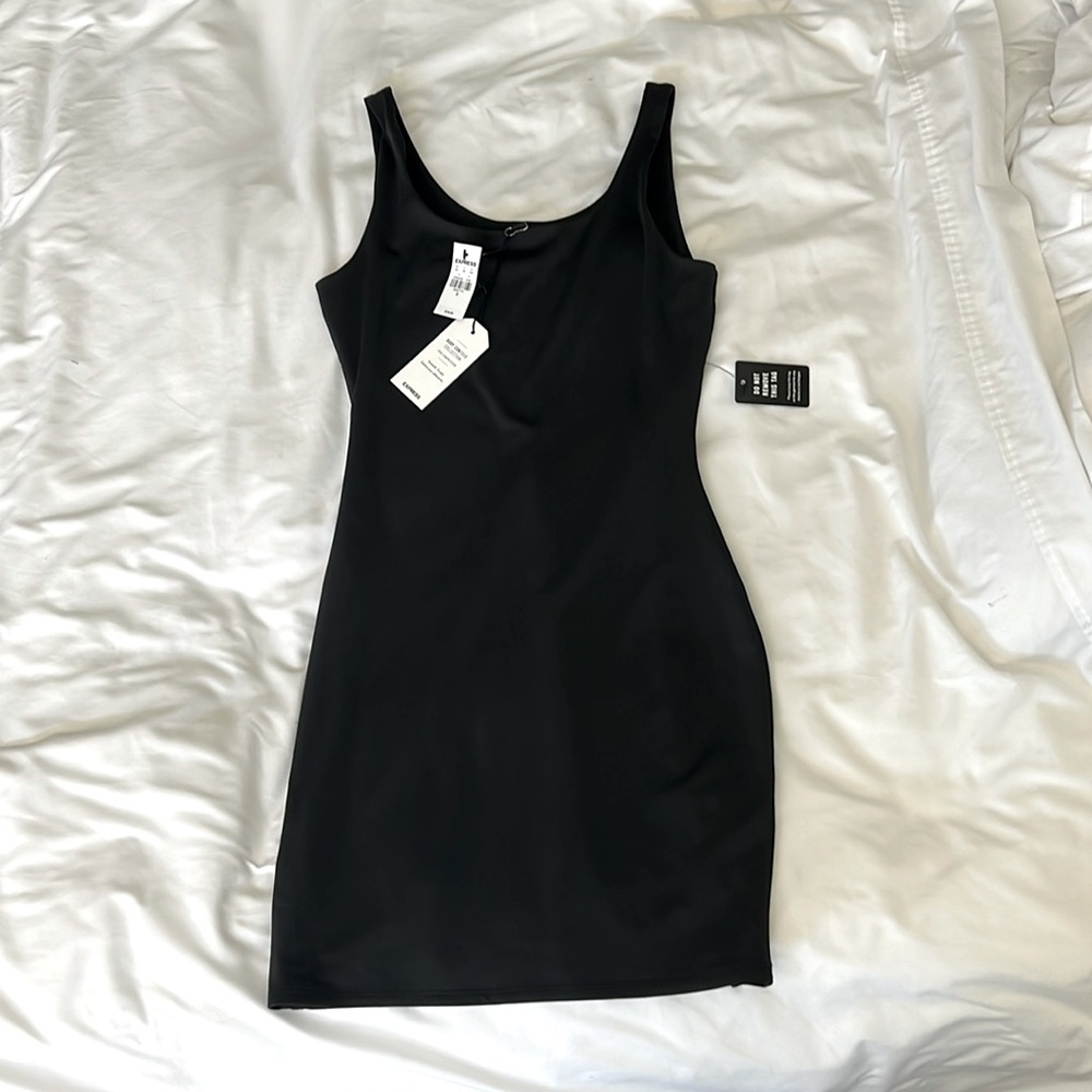 Express body contour collection tank dress black